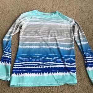 Multi blue color swim shirt
